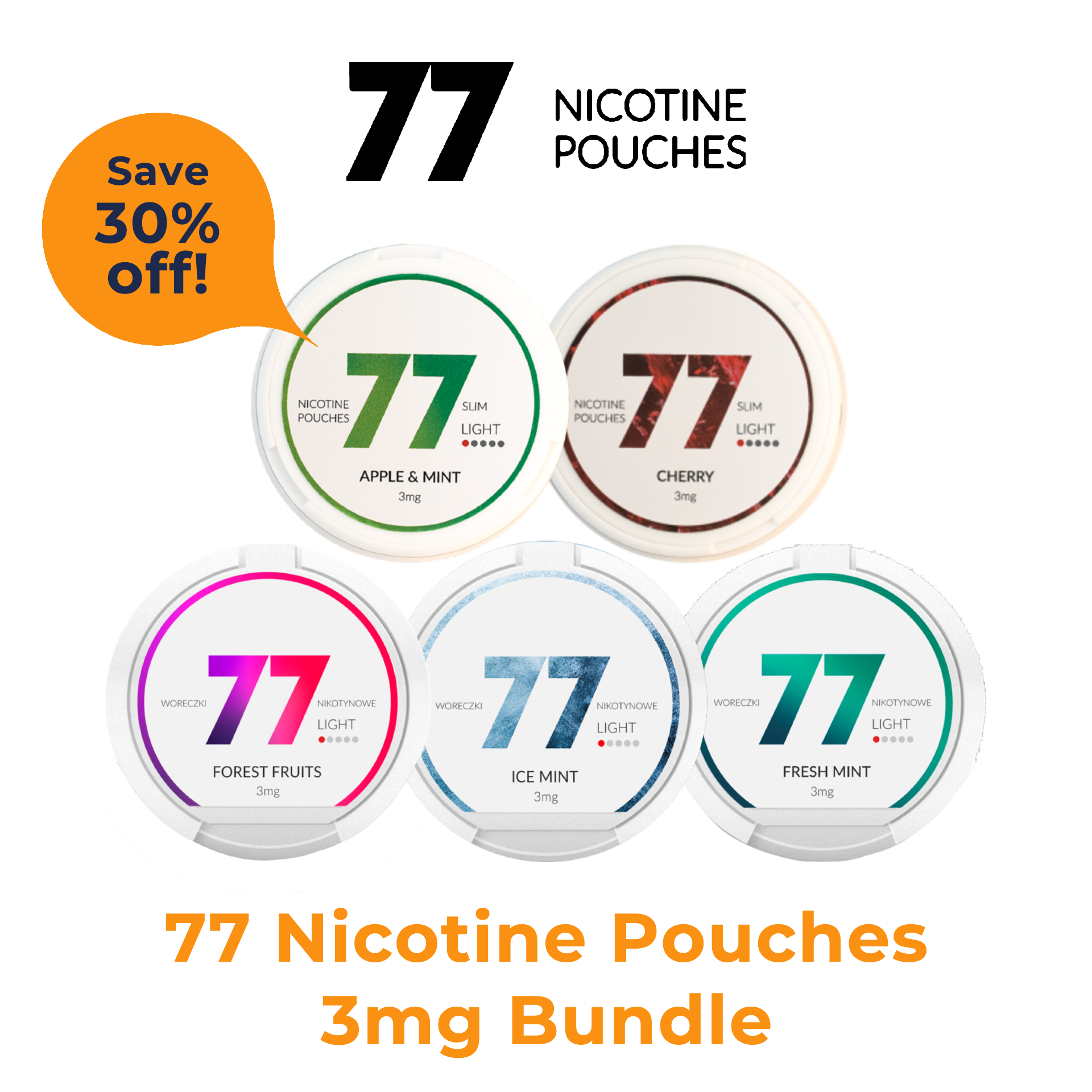 77 Nicotine Pouches Flavor Bundle - 3mg