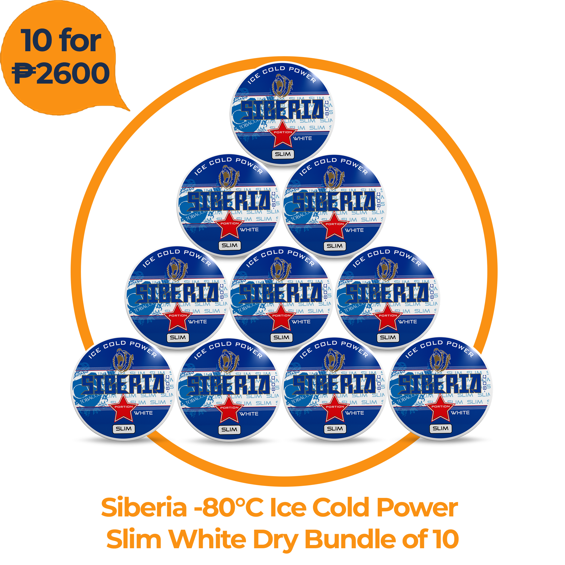 Siberia -80°C Ice Cold Power Slim White Bundle of 10