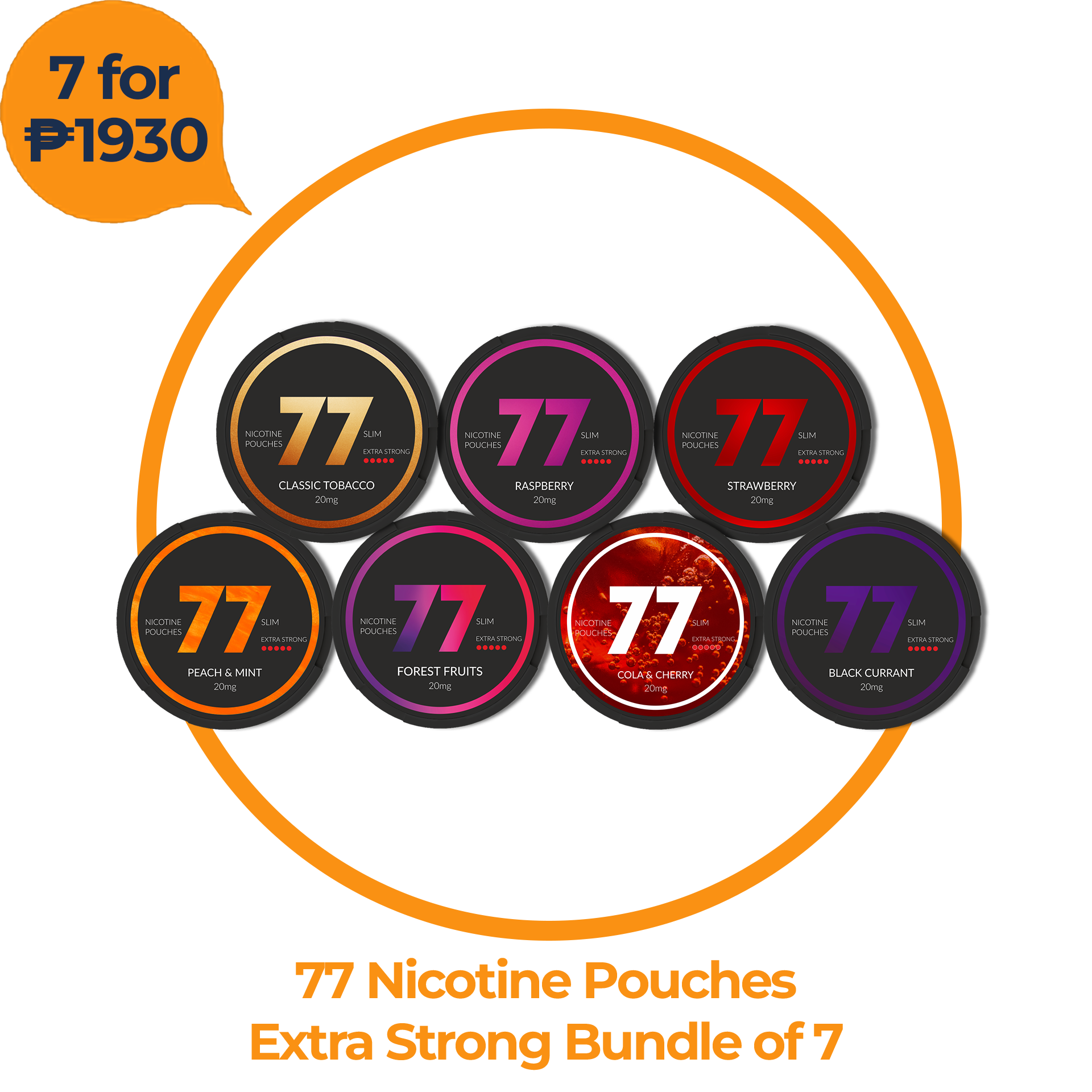 77 Nicotine Pouches Extra Strong Bundle of 7