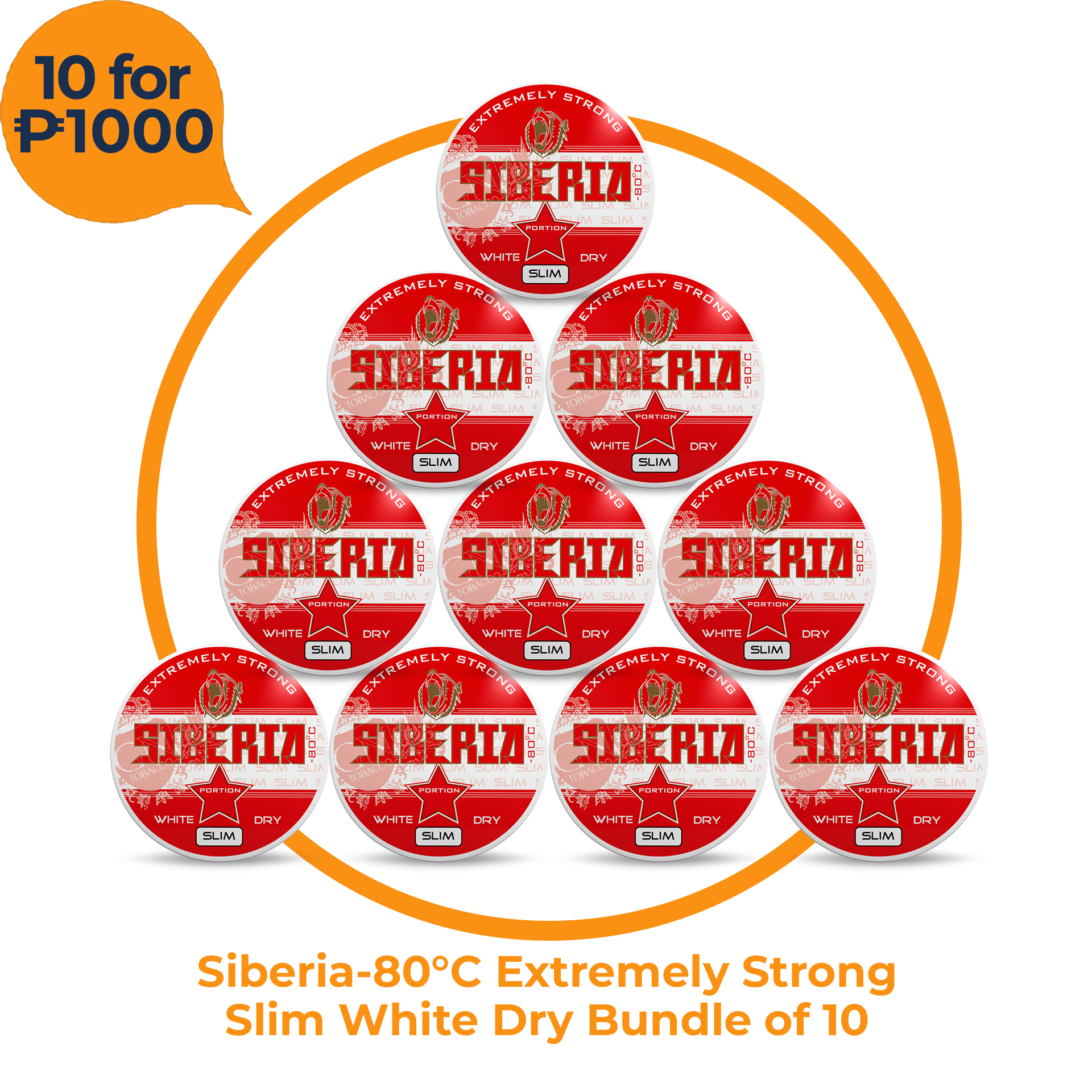 Siberia -80°C Extremely Strong Slim White Dry <br> Bundle of 10